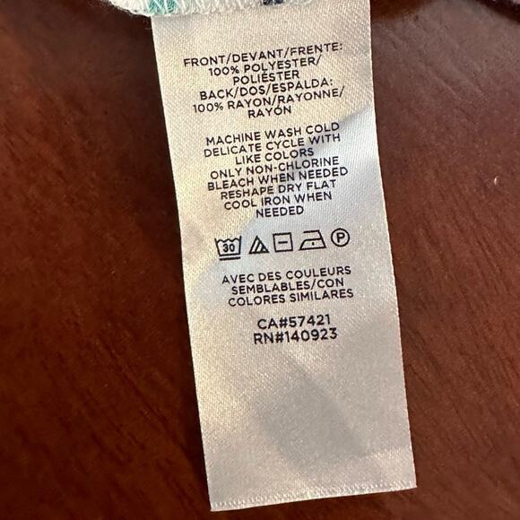 LOFT Top Striped V Neck Tee Medium Shirt Oversized 100% Rayon Short Sleeve NWT - Picture 10 of 14